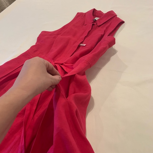 HD in Paris Anthropologie Printemps Linen Shirtdress Size 2 Raspberry color - Picture 13 of 16